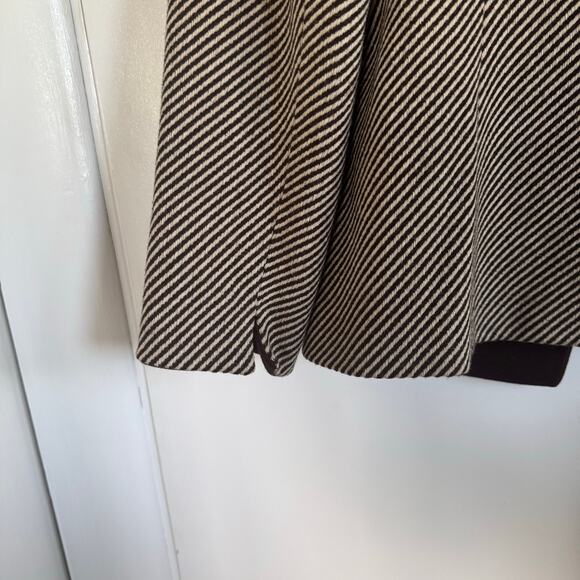 Tahari ASL Brown Cream Herringbone Striped Open Front Blazer Jacket Size 8 - Picture 4 of 9